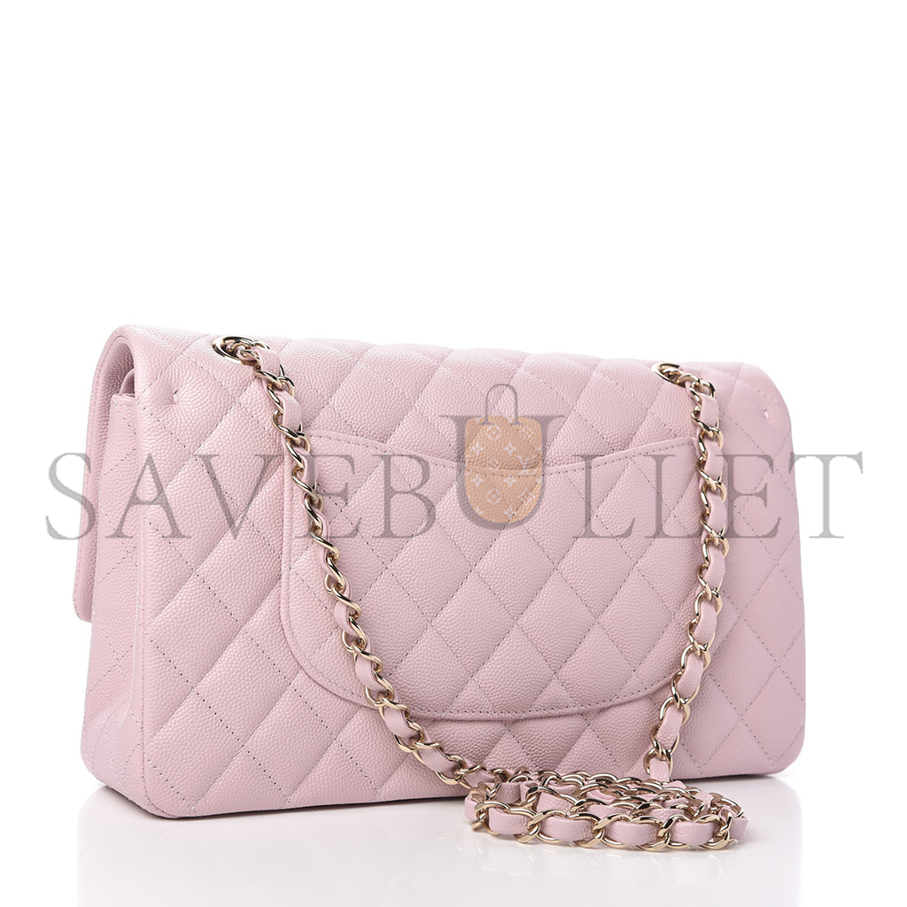Ch*el caviar quilted medium double flap light pink (25.5*14*6.5cm)